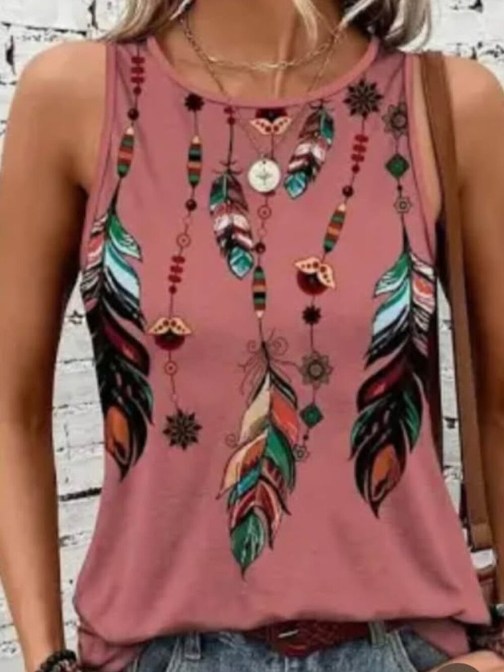 Ladies Feather Print Tank top size XXL NEW
